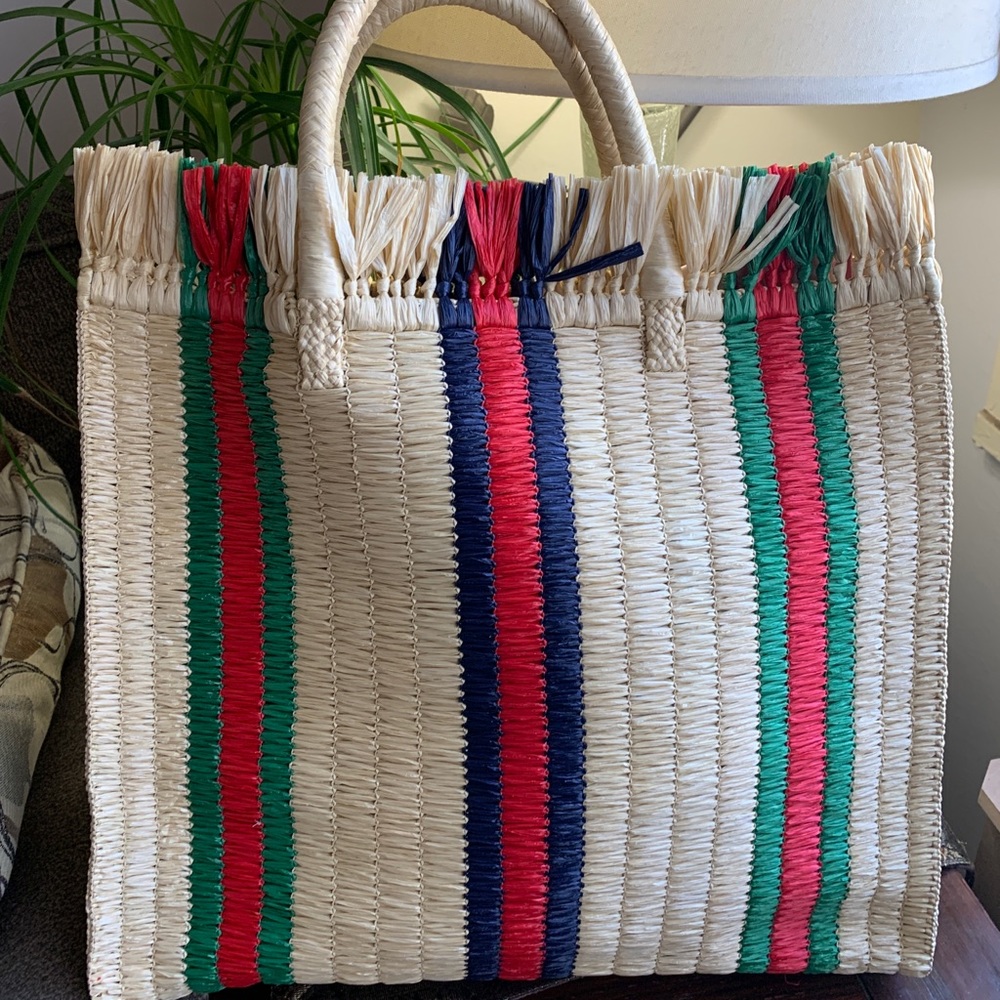 SOLD⛔️Authentic GUCCI STRAW LOGO LATGE TOTE/ REMOVABLE DRAWSTRING LARGE POUCH - Picture 4 of 16
